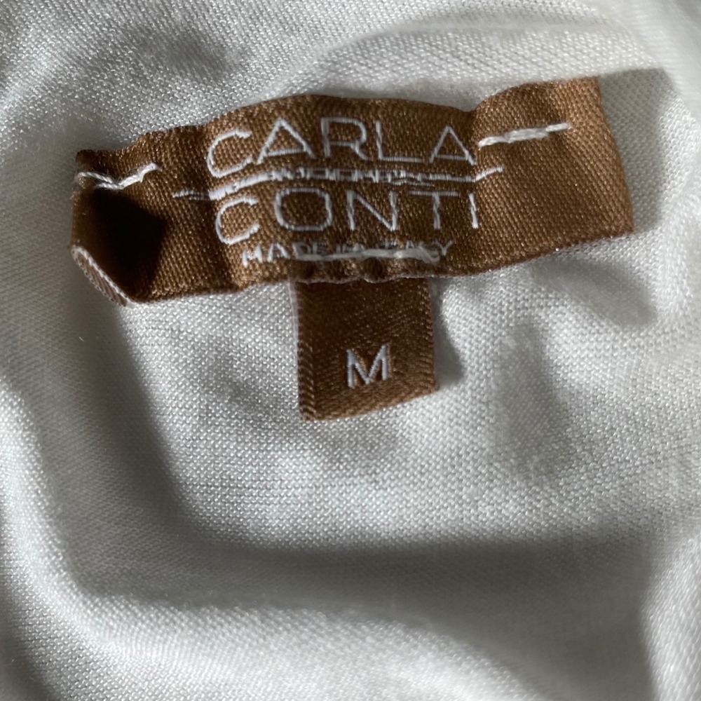 Carla Conti Italy Silk Blouse Womens Medium Cream Crochet Lace V-Neck Top Flowy - Picture 5 of 8